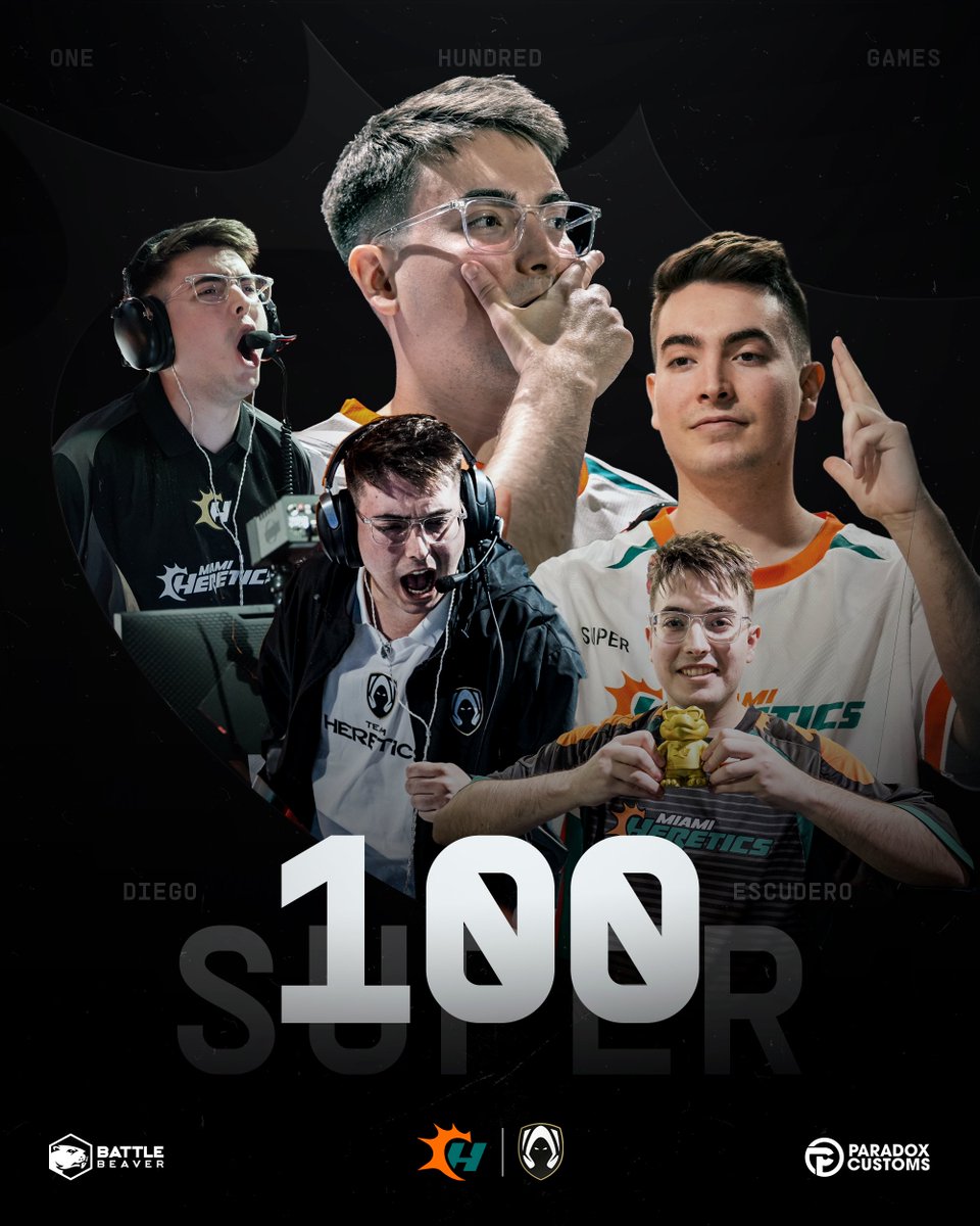 MiamiHeretics's tweet photo. Today's game will mark 1️⃣0️⃣0️⃣ Heretics appearances for @SupeeR_3.

You are now part of Heretics history Diego 🤍

#TakeMyVamos https://t.co/H626wefS5X