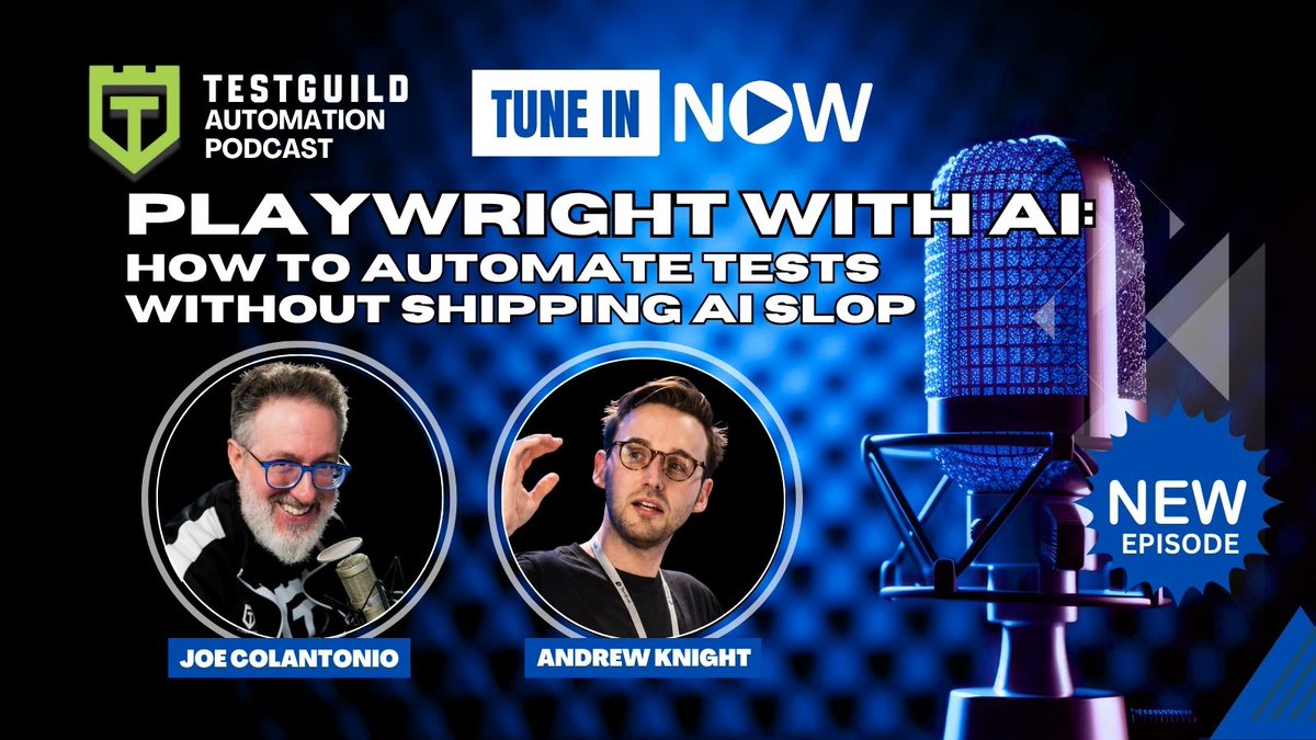 testguilds's tweet photo. 🤖 #AIcodingagents are helping developers ship faster. Has your testing strategy kept up? Learn how teams use #Playwright, AI agents, and spec-driven development to scale quality without shipping AI slop. 🎧 https://t.co/2jspByhIjq #TestGuildPodcast @AutomationPanda https://t.co/GM4AEhURfT