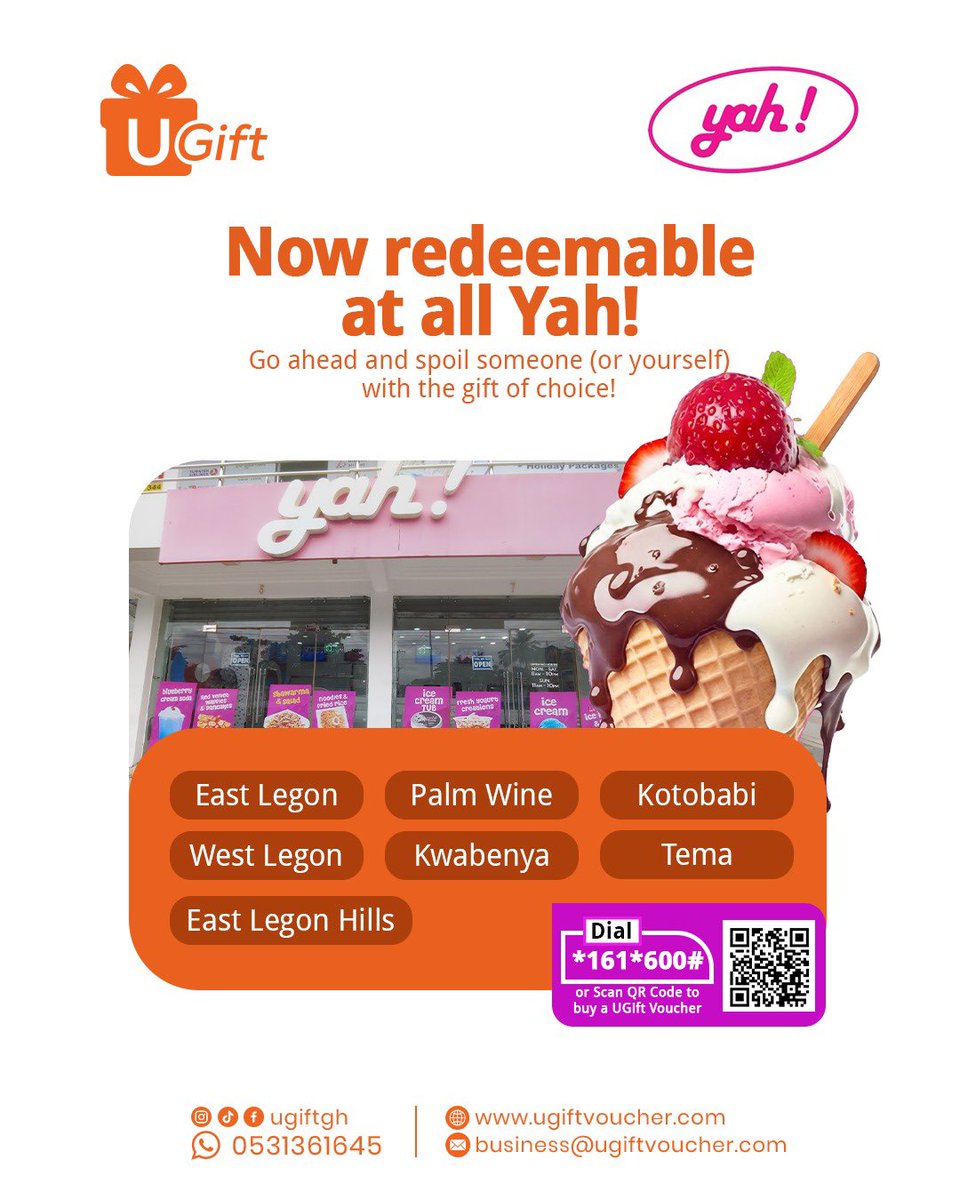 Ugiftgh's tweet photo. 🥳🥳🥳🥳🥳 Great news!!
You can now redeem your UGift voucher @yah_gh
Download the UGift app to enjoy a seamless experience
.
.
.
#fyp #ugift #voucher #giftideas #corporate https://t.co/q2LuaERNzS