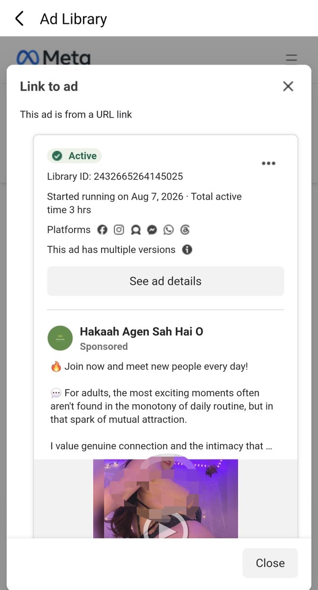 VijayGajeraO's tweet photo. This is extremely shocking and unlawful.

Meta is pushing p0rn by taking money via advertising.

Forget about the algorithm; this is a gross violation of the law and Meta’s own policy.

I request @NCPCR_ @NCWIndia @AshwiniVaishnaw Ji to take strict action against Meta.

There are N number of such advertisements running in the ads library.