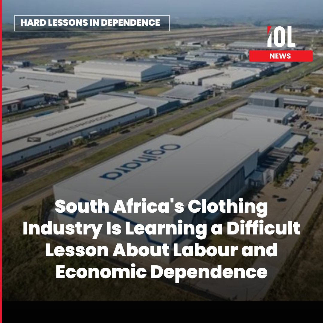IOL's tweet photo. South Africa's clothing factories are losing skilled workers — not to trade wars, but to anti-migrant protests that pushed thousands of foreign workers out of KwaZulu-Natal's manufacturing hubs. Factory owners report losing up to 19% of their workforce, and analysts say the real issue isn't immigration policy — it's low wages and harsh conditions local workers won't accept.
Read on https://t.co/1GXT5fAuh8
#SouthAfrica #ClothingIndustry #labour #economy #trade