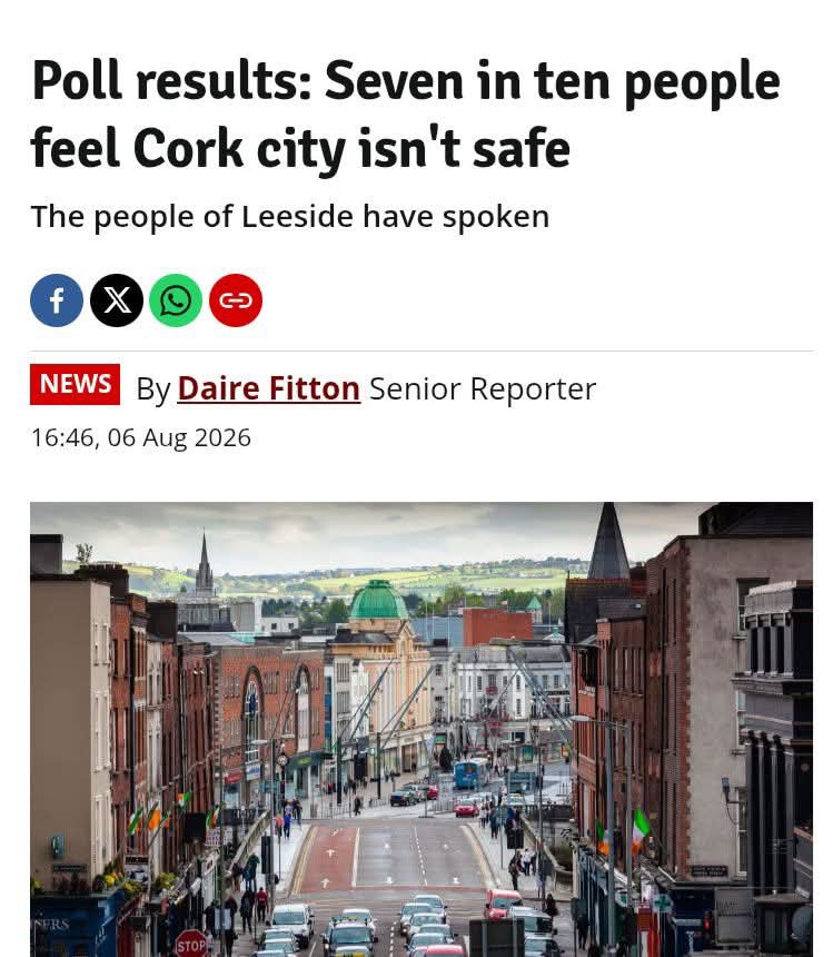 JoeSeward1's tweet photo. An overwhelming 71% of over 4,000 respondents to a @corkbeo poll, believe Cork has become more dangerous and they no longer feel safe in the city.
16% admitted they sometimes feel unsafe in the city. Only 13% of respondents said they feel safe in Cork.
#Cork
#CorkCity https://t.co/prtlEJXsps