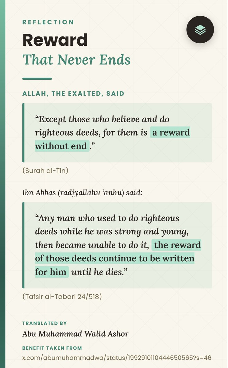 The2Matters's tweet photo. Reward That Never Ends
Translated by Abu Muhammad Walid Ashor
@AbuMuhammadWA 
Source:https://t.co/hBABO3AH8q https://t.co/7Hf9qAhI0z