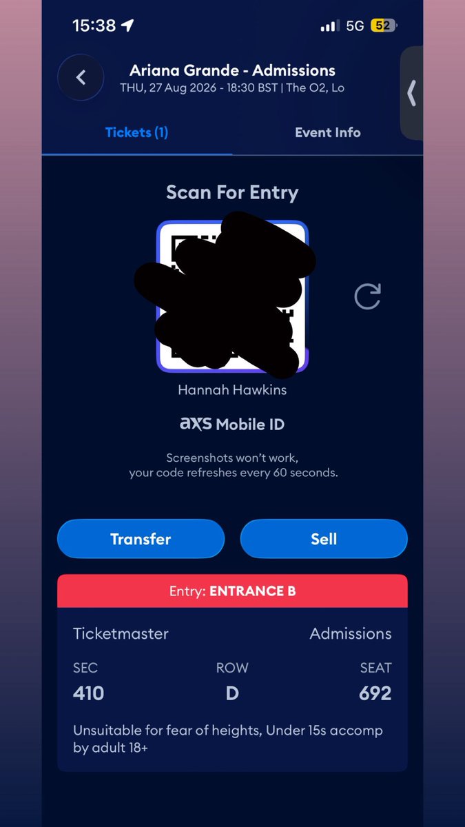 YunaShopffnb's tweet photo. Selling 1 Ariana Grande ticket for August 27th in Section 410, Row D Seat 692 for minimum £200 as I paid £237.81 on viagogo. 

Proof of tickets is below and the view you will get! https://t.co/1UlsnO2QuR