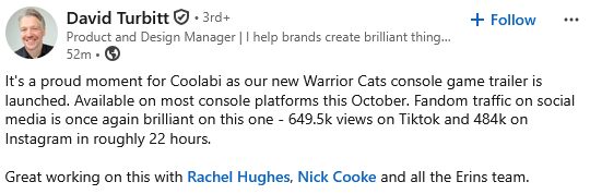 winteryglow_'s tweet photo. the new warrior cats game is confirmed by a coolabi employee to be coming out in october!! which Also means i can play it nonstop after surgery, awesome x2 https://t.co/CSSRiAlx39
