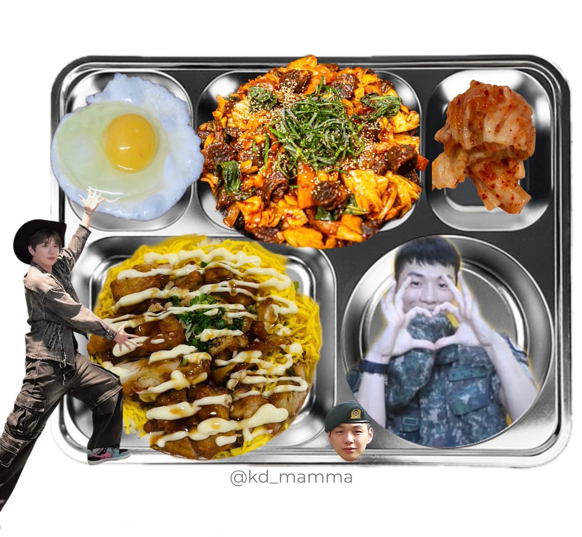 kd_mamma's tweet photo. 〔 2026년 8월 8일 석식 〕 
치킨마요덮밥
매콤순대볶음
계란후라이
배추김치
   ᑎ__ᑎ      ᐱ__ᐱ     ᕱ__ᕱ
   (˶.•o•˶)    ( .•ω• )    ( .•⤚• )
ଘ(ა       )    (ა     ૮)｡   ( 🍳٩)੭ https://t.co/qL8GF6GoPD