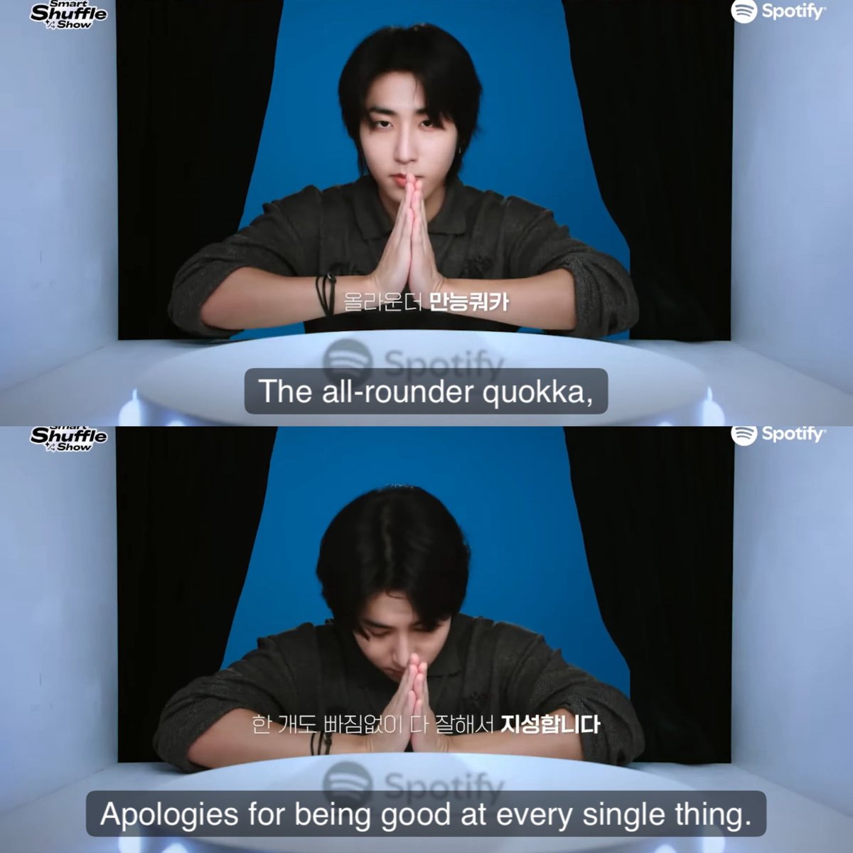 hjspopbase's tweet photo. #HAN Jisung was introduced as the “All-Rounder Quokka” on Spotify Korea’s newest episode featuring Stray Kids.

“Apologies for being good at everything” https://t.co/FtQPGX3zyE
