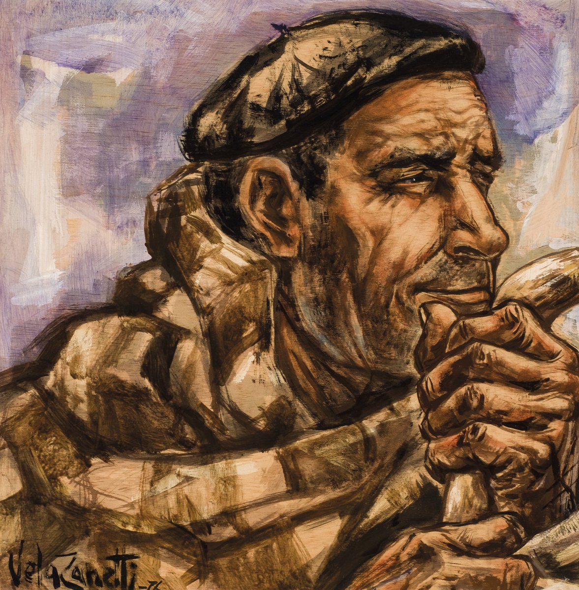 Daviddcoba's tweet photo. José Vela Zanetti (Milagros, Burgos, 1923 – Madrid, 1999): el pintor de los pastores y campesinos con manta. Pasó de pintar un mural en el edificio de la ONU de Nueva York a su Milagros (Burgos) natal para seguir pintando y retratando a sus paisanos. https://t.co/pdIXlsihgC