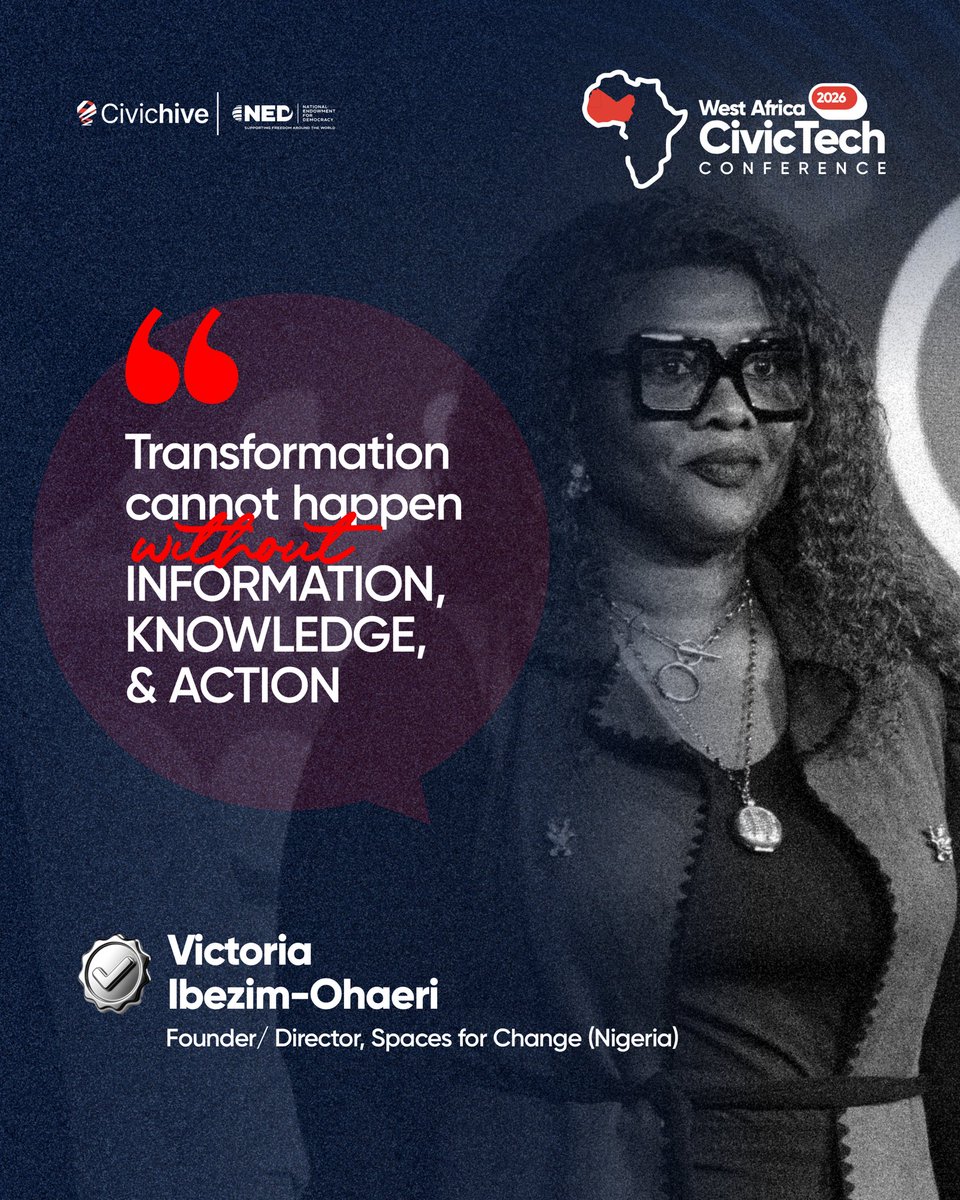 CivicHive's tweet photo. A reflection from Victoria Ibezim-Ohaeri, Founder/Director, @Spaces4Change , at the West Africa Civic Tech Conference 2026.
Missed the conversation?
Catch the full conference replay via
https://t.co/So9UElRmb7
#WACTC2026 #CivicHive #CivicTech #SpacesForChange #Governance https://t.co/m2s2YMAovW