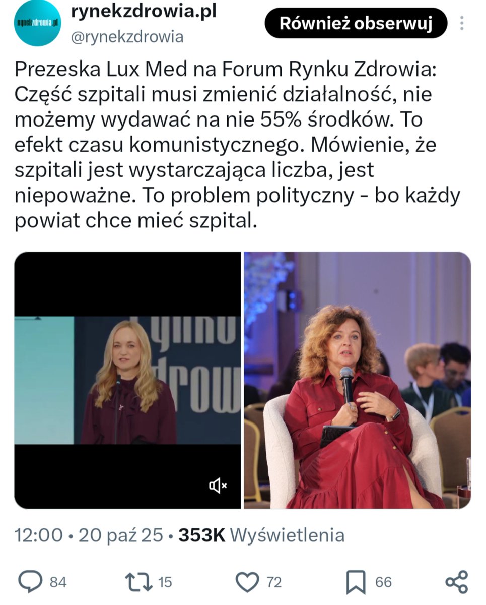 ile_moznaa's tweet photo. Pamiętacie, jak na jednej scenie z Minister Sobierańską-Grendą wyszła prezes Luxmed mówiąc, że szpitali jest za dużo?

A sponsorów Campus Polska? Też Luxmed i Medicover

A dyrektora w ministerstwie który trafił tam z Luxmedu?

To chociaż pamiętajcie jak będą skupować szpitale https://t.co/wRZD4A9jbk