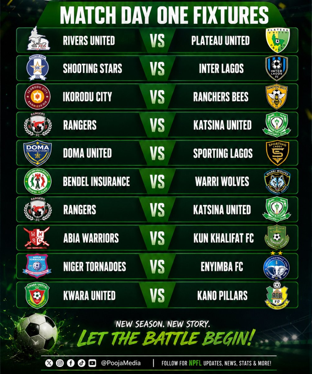 PoojaMedia's tweet photo. NPFL Season starts this August 🔥 https://t.co/Gs7EQUQmu6