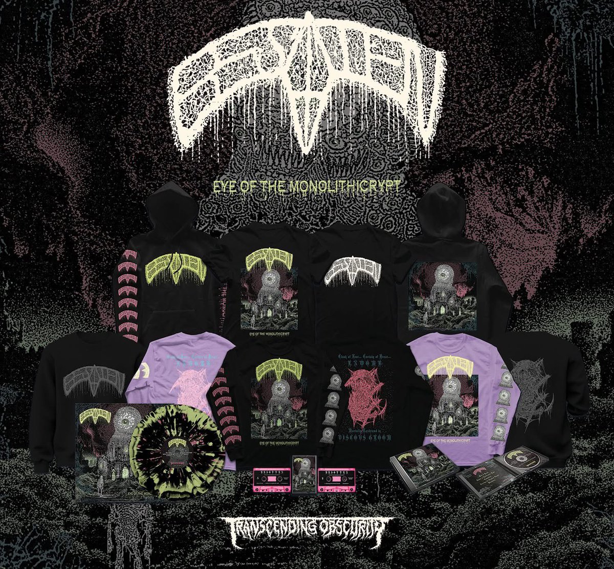 transcendingobs's tweet photo. NEW RELEASE PREORDER: #BESOTTEN (US): Eye of the Monolithicrypt (Death/Doom Metal) 

Bandcamp: https://t.co/CQYtiDmdVe
Video link: https://t.co/FSZrub34QN
Stores: https://t.co/uQ2LU917zM

Info:
After releasing a well-received demo and a split, the US death/doom metal band Besotten are all set to unleash their debut full-length album which they have meticulously worked on for the past few years. They play death/doom metal that is beautifully balanced, with the proper elements of both the styles getting highlighted at the right moments. The music is immeasurably heavy yet remarkably nuanced, effortlessly carrying expressive ability along with all its ponderous weight. The five songs on this album are a mix of short ones as well as those exceeding 10 minutes, and are rather diverse with each song having its own identity while maintaining an overall cohesive  sound. In comparison to the other bands out there, Besotten's music is more structured and fleshed out, amplifying all the best elements of this style, and remaining delectably crushing and foul. 

Genre: Death/Doom Metal

For fans of: Worm, Disembowelment, Hooded Menace, Abyssal Rift, Undergang

Lineup:
Andy Osborn: Drums
Patrick Sinn-Movilla: Guitars & synths
Garth Purkett: Vocals & bass

Mixing, Mastering & Guitar/Vocal Engineering by Leon Del Muerte (Impaled, Terrorizer)
Drum Engineering by Charlie Koryn (VoidCeremony, Ascended Dead, Morbid Angel [live])

Album Artwork, LP Logo & Title Design by Serus (Cancer Void)

Official release date: November 6th, 2026