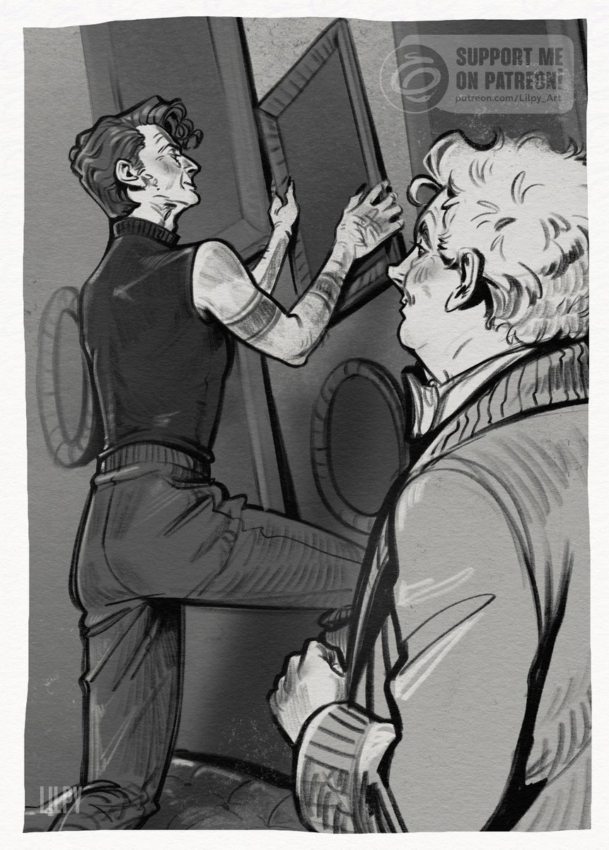 Lilpy_Art's tweet photo. Crowley is on a mission to show off......some of their paintings and photographs in their cottage. Not his pancake bum or anything, nooo🥞
#GoodOmens #aziracrow https://t.co/iJYHnea1lL