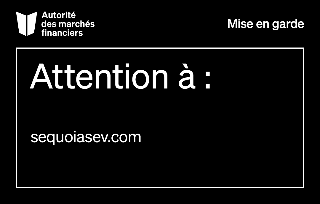 lautorite's tweet photo. Sequoia / Sequoiasev n'est pas inscrite auprès de l’#AMF et n'est pas autorisée à solliciter les investisseurs québécois.
https://t.co/1gqilUZUiV

#crypto | Plateforme à haut risque https://t.co/WXobrbdsS0