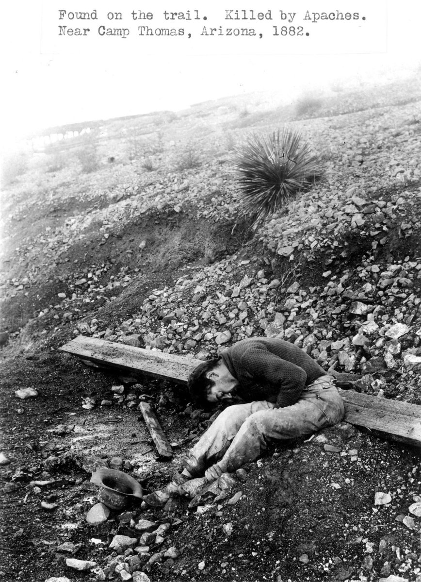 EchoesofEmpire_'s tweet photo. A Dead U.S. soldier is found alongside a trail near Fort Thomas, Arizona, after an attack by Apache warriors, 1882 https://t.co/MwTlqvVInq