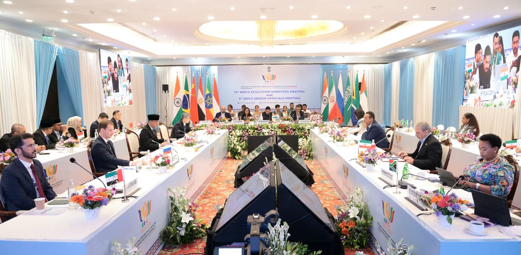 EduMinOfIndia's tweet photo. Hon'ble Union Minister of Education Shri @JoshiPralhad reaffirmed India's commitment to a people-centric and humanity-first approach to #BRICS cooperation at the 13th BRICS Education Ministers' Meeting in Bhubaneswar.

The Meeting concluded with the adoption of the 13th BRICS Education Ministers' Declaration, outlining a shared roadmap to strengthen cooperation in education across BRICS nations.

Read more: https://t.co/MqYEtAx2xz

#BRICS2026 #BRICSEducation #ViksitBharat