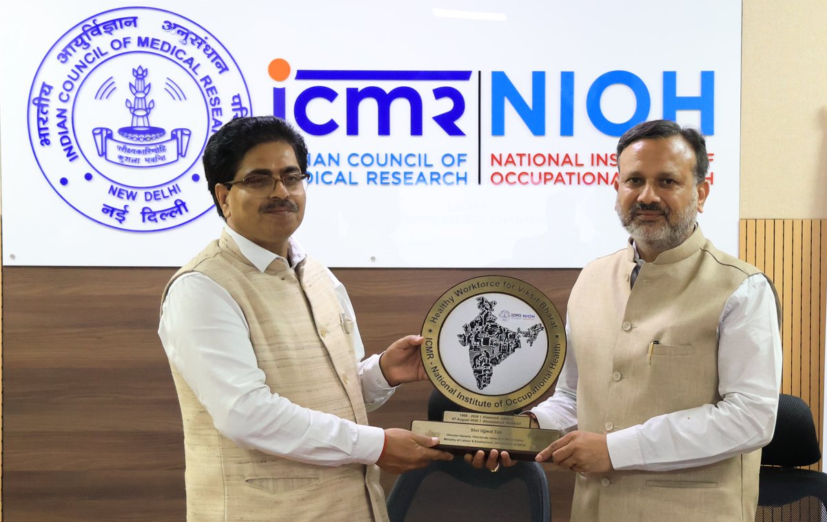 icmrnioh's tweet photo. 🤝 Partnering for Mine Safety! ICMR-NIOHR signed an MoU with @dgmsofindia (Min of Labour & Employment, GoI). 🇮🇳
Together, we'll drive joint research, health risk assessments & evidence-based policies to protect India's mine workers. 🏗️⛏️
#ICMR #DGMS #MineSafety #research https://t.co/JRGOPJaZQs