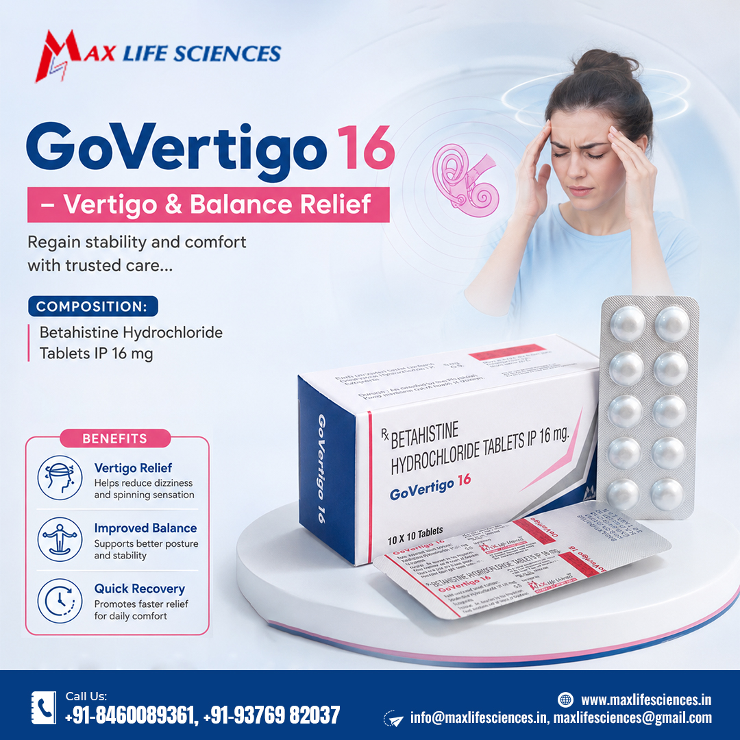Maxlifesciences's tweet photo. 💙 Regain balance and confidence with GoVertigo 16. Designed to support vertigo management, improve stability, and promote quicker recovery, it helps individuals return to everyday life with greater comfort and confidence. https://t.co/vxqvev0HlR