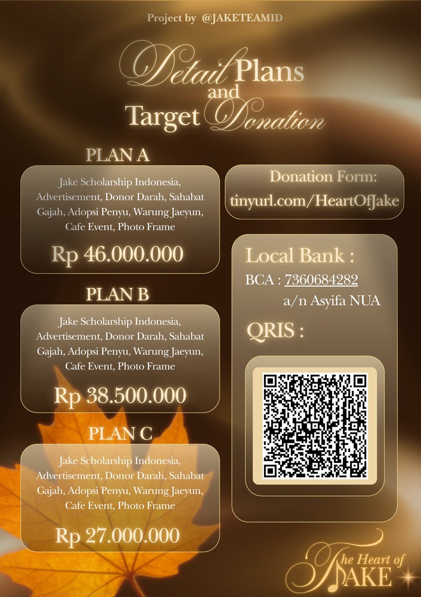 jaketeamid's tweet photo. 𝐉𝐀𝐊𝐄 𝐁𝐈𝐑𝐓𝐇𝐃𝐀𝐘 𝐏𝐑𝐎𝐉𝐄𝐂𝐓 2026🍁
PROJECT REVEAL &amp; DONATION DRIVE

Donation form · · ── ⋆ ── · ·
https://t.co/OocdkrCifh

Donasi sekarang dan kita wujudkan semua project ini untuk Jake!
 
#HeartOfJake #JAKE #ENHYPEN_JAKE #제이크 #엔하이픈_제이크 @ENHYPEN https://t.co/QWFBRp4j6O