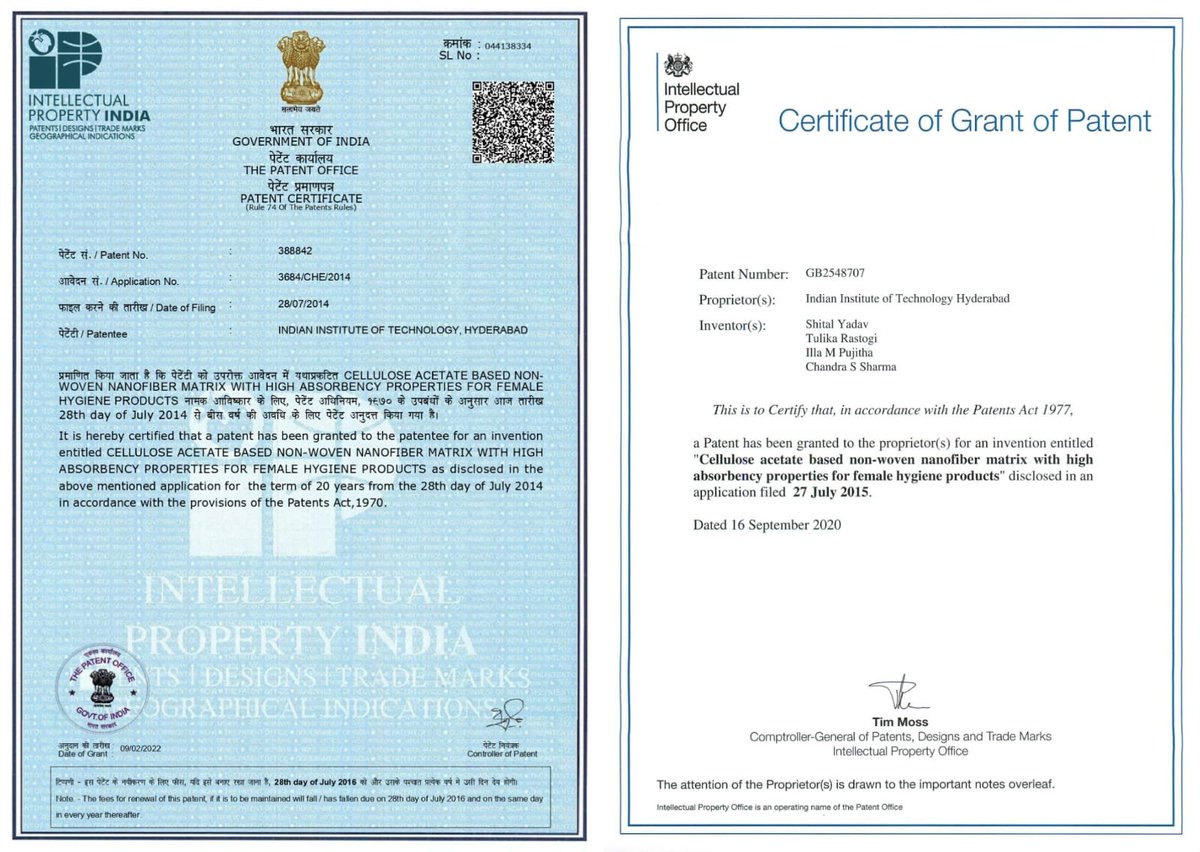 Chans2k2's tweet photo. Glad to share that 8 patents granted, including 1 in China & 1 in the UK to our #CARBONLab @chem_iith.
This is a testament to the power of research, innovation & teamwork. Onward to creating technologies with global impact.
#Innovation #Patents #Research @che_iith @IITHyderabad https://t.co/BScx3RrrAq
