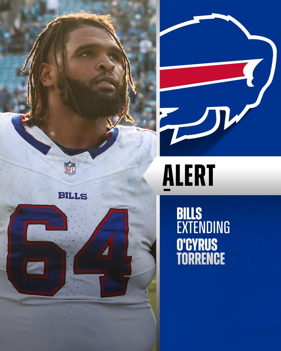 NFL's tweet photo. Bills agree to terms with guard O'Cyrus Torrence on four-year, $78.4 million extension, including $46 million guaranteed. (via @RapSheet, @AdamSchefter, @MikeGarafolo) https://t.co/eCScWS2eyv