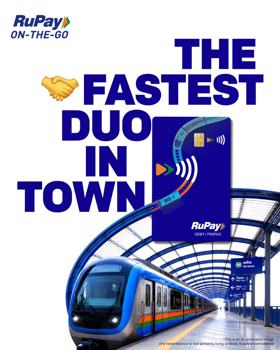RuPay_npci's tweet photo. Your commute just found its perfect partner.
Skip the queues and tap your way through with RuPay ON-THE-GO!

#AskForRuPay #RuPayONTHEGO #ONTHEGO #MetroTravel #Commute #Metro https://t.co/TyBUNkRb9b