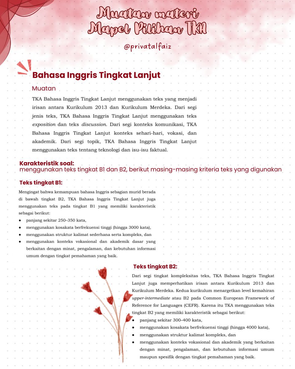 Privatalfaiz's tweet photo. 📑Muatan Materi Mapel pilihan TKA SMA/Sederajat.📑 https://t.co/RMi5Q473Vr