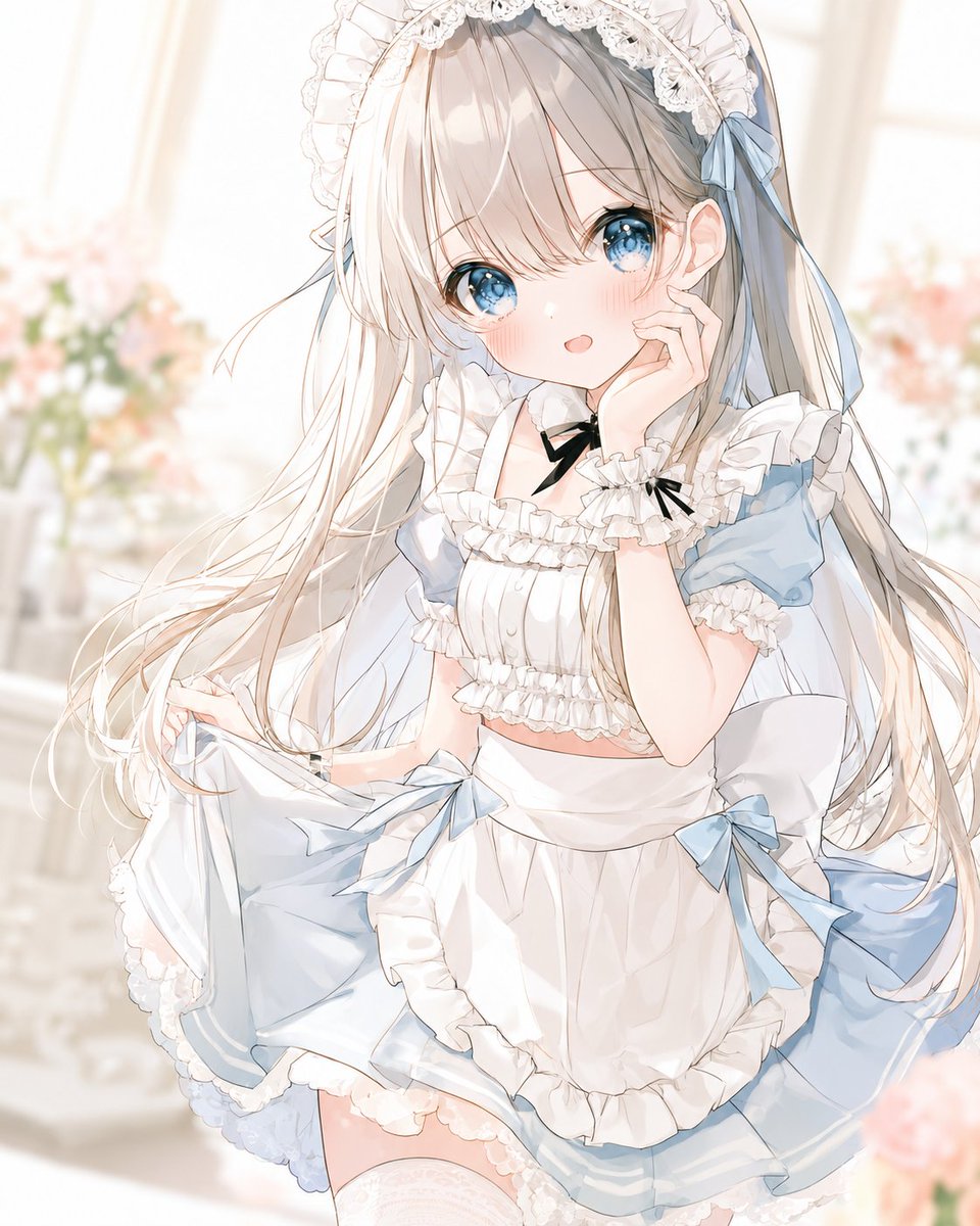 Pastel Blue Frilly Maid Girl