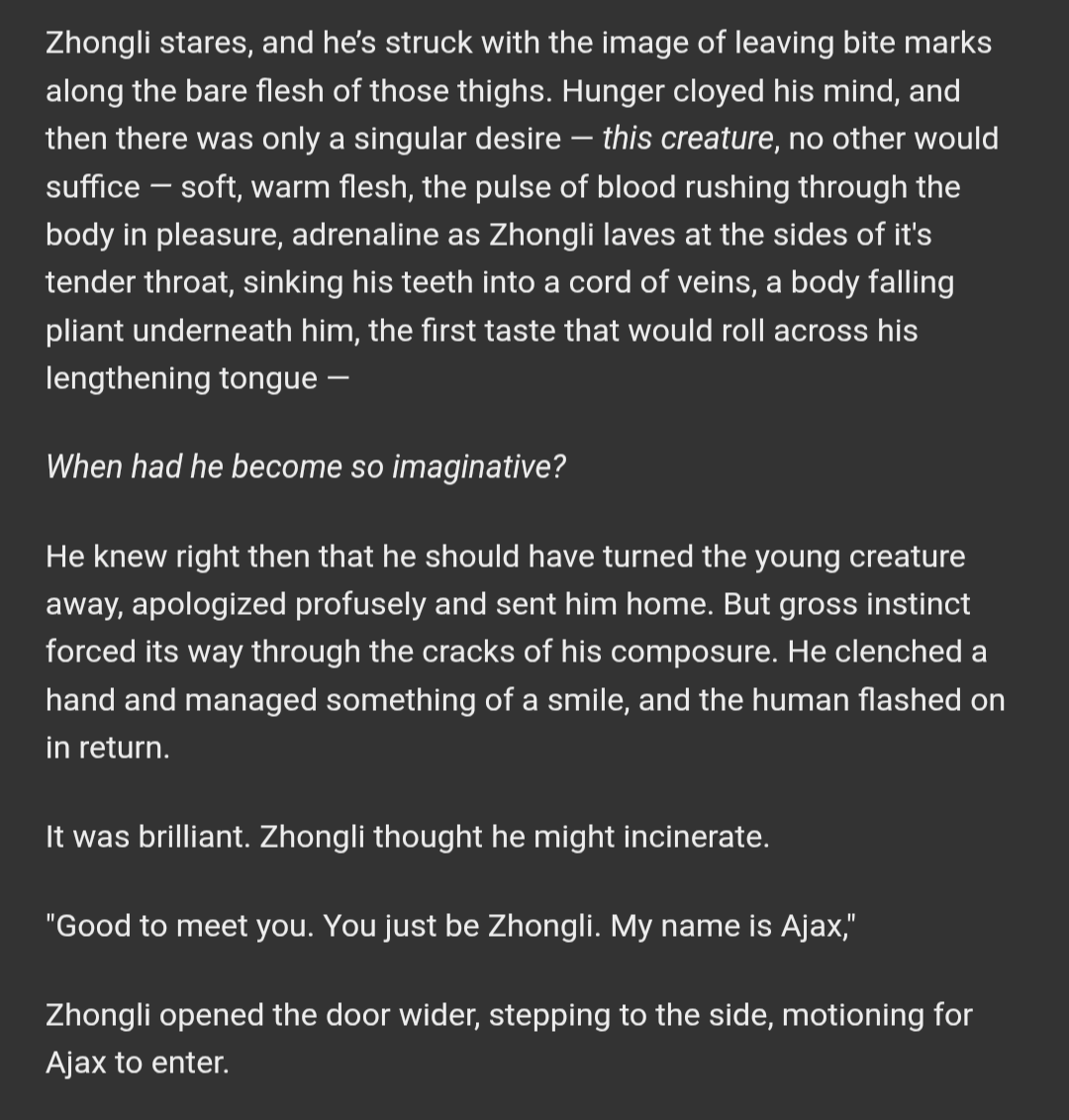 tomatovesper's tweet photo. Too much fanfiction discourse... Please drop a zhongchi fic rec under here if you want, let's spread some positivity 🥹 (and rec your own stuff too!!)
I'll start with this vampire zl au from oomf https://t.co/IjjejOUQ1u