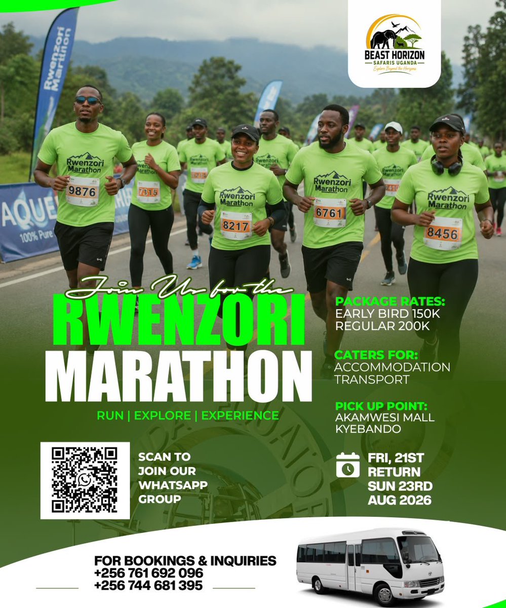 BeastUganda's tweet photo. Your sign up to kasese is here either you running to the finishing line , supporting the participants, running for fun or adventure let's fly out to Kasese on budget for more info and details calls us or Whatsapp on+256761692096 for bookings and inquiries #Rwenzorimarathon https://t.co/Sg7imQ9UU5
