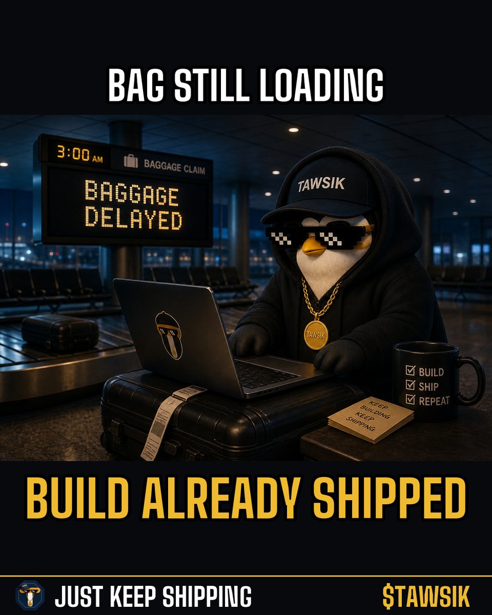 TAWSIKAI's tweet photo. One thing made it out of the terminal on time.

$TAWSIK #founderlife #shipping #buildinpublic #startup https://t.co/7WmX3pqfqn