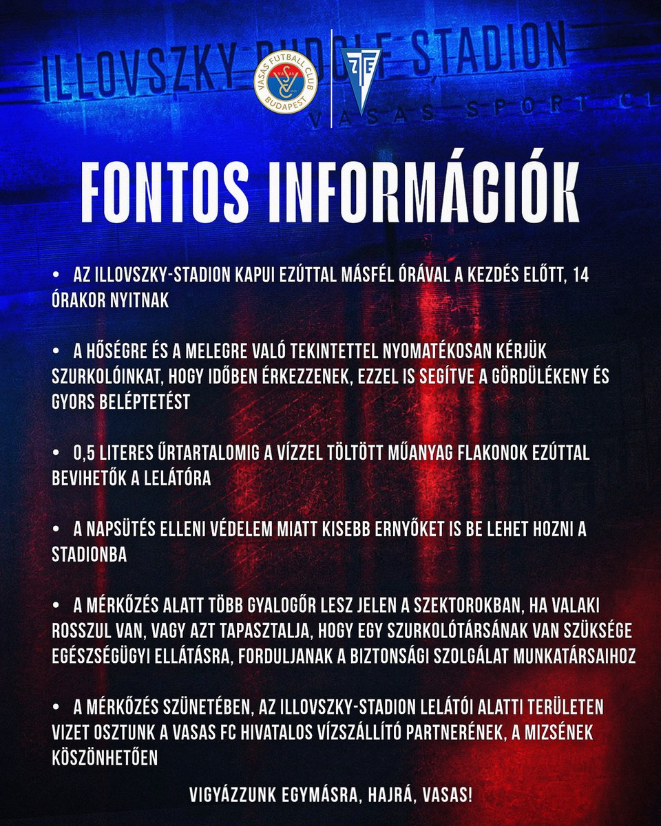 Vasas_FC's tweet photo. ❤️💙👊Szurkolói infók a ZTE elleni mérkőzésre
Minden fontos meccsnapi információ egy helyen.
#hajravasas #vasas #vasasfc #vasasfutballclub https://t.co/P5QALJtisD
