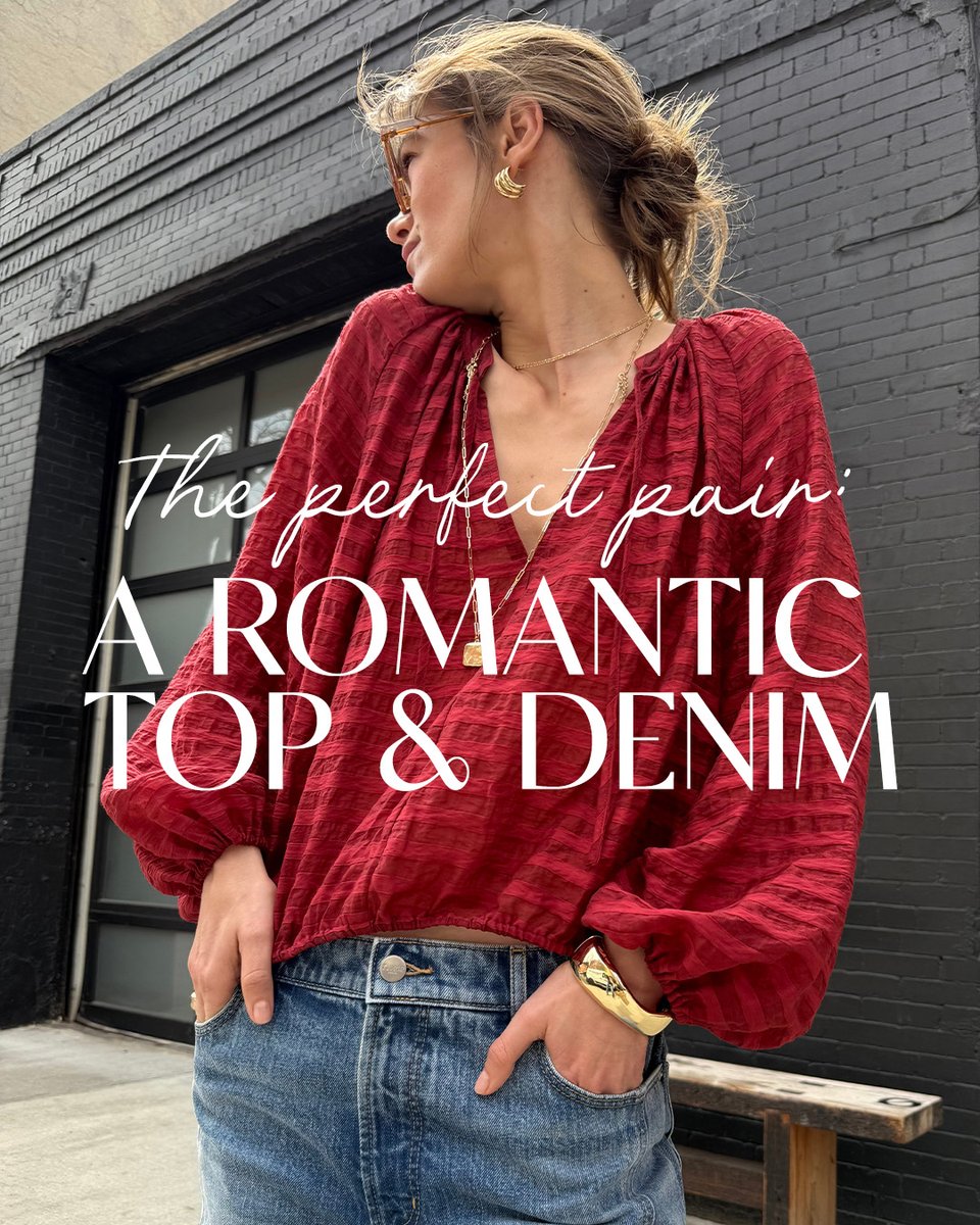 LOFT's tweet photo. A romantic top. Obsession-worthy denim. Endless styling possibilities. Shop the outfit combo that never fails at the link in bio. https://t.co/qY5FHYRoVZ