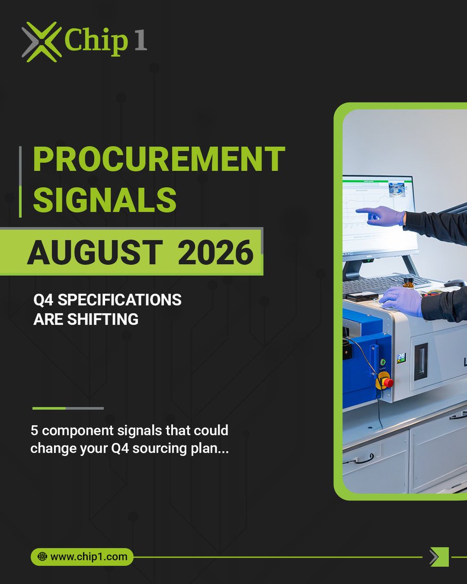 chip1exchange's tweet photo. Q4 sourcing shifts often begin before a shortage is announced.

A source exits. An alternative stays unqualified. A key spec gets harder to secure.

Chip1 helps procurement teams read these signals early and prioritise the next sourcing move.

#Chip1 #ComponentSourcing https://t.co/7FauP0D62U