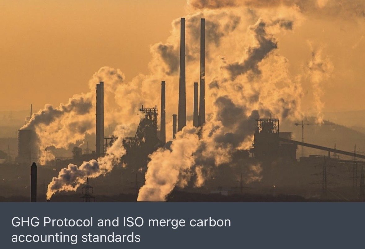 daniellebarrs's tweet photo. The Greenhouse Gas Protocol and ISO are combining carbon accounting into a single, co-branded global standard.

The merger unites the GHGP's Scope 1, 2, and 3 frameworks with ISO's 14064-1 standard to reduce reporting confusion and create a unified system for climate disclosures. https://t.co/VT8G6Ik1fa