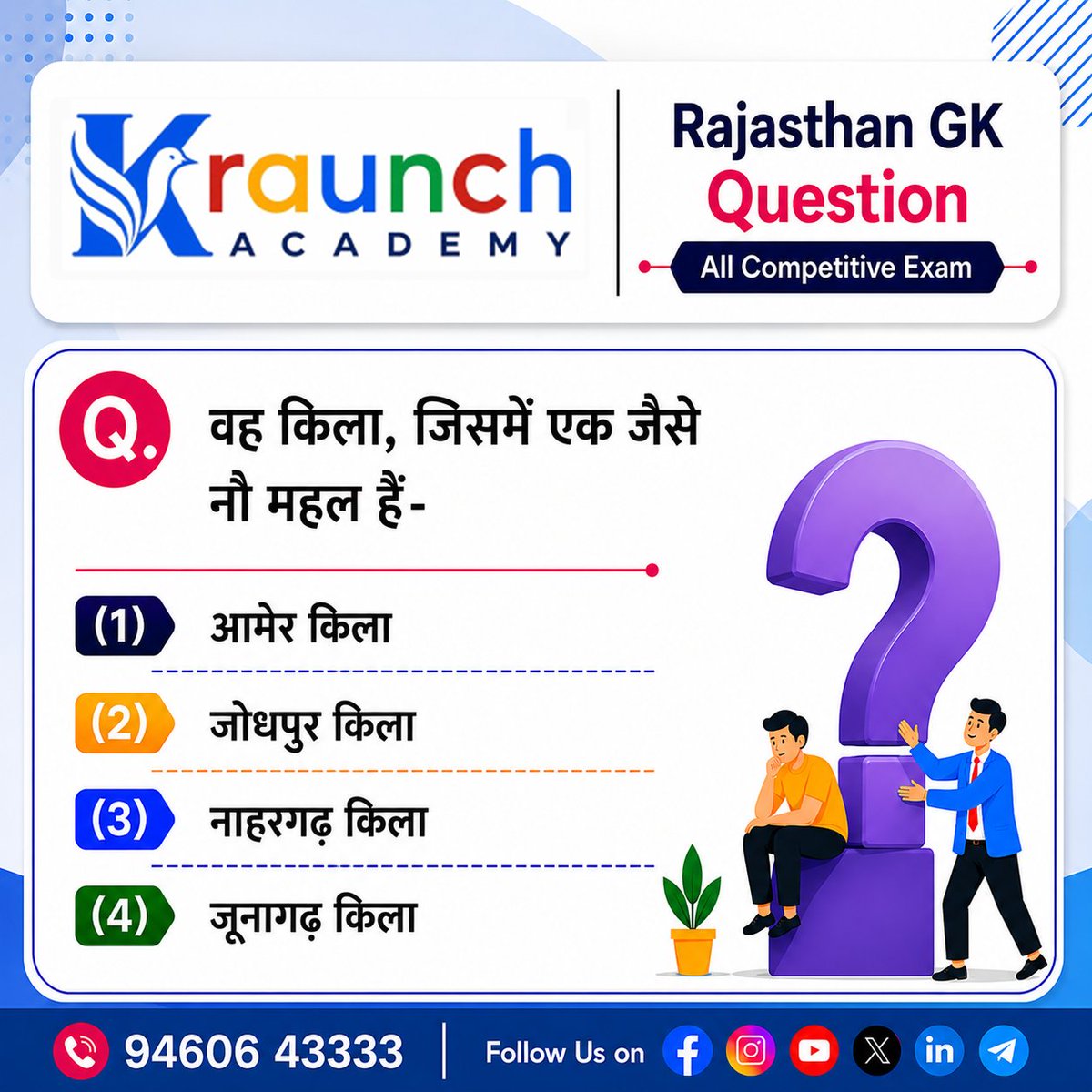Kraunchacademy's tweet photo. अपना जवाब Comment में लिखें ?
#RajasthanGK #RajasthanQuiz #GKQuestions #KraunchAcademy #competitiveexamsindia https://t.co/i3WbLbMw1X