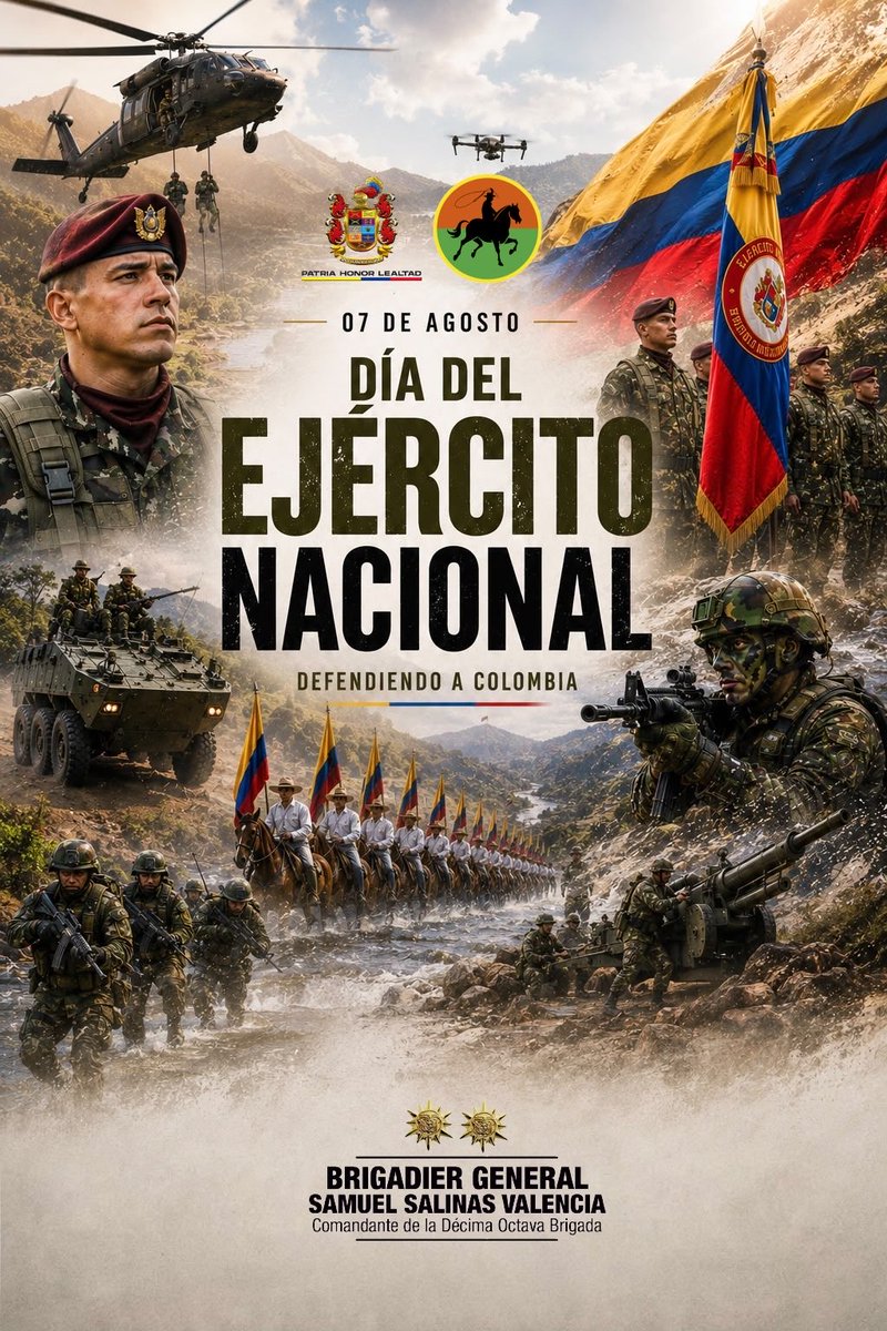 Ejercito_Div8's tweet photo. Defender a Colombia es más que una misión; es un compromiso que se honra todos los días. 🇨🇴

La #Brigada18 se une a la conmemoración del Día del Ejército Nacional, exaltando el valor, la disciplina y la vocación de servicio de los hombres y mujeres que integran esta Institución y que, con honor y compromiso, trabajan diariamente por la defensa de la soberanía, la protección de la población y la seguridad del país.

Desde Arauca, nuestras tropas continúan cumpliendo la misión constitucional con profesionalismo, entrega y determinación, reafirmando el compromiso permanente con la tranquilidad y el bienestar de todos los colombianos.

#PatriaHonorLealtad
#NuestroCompromisoEs🇨🇴