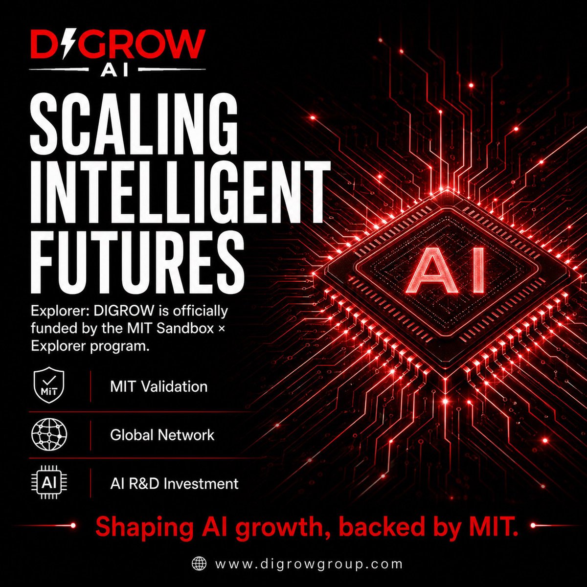 DIGROWGroup's tweet photo. DIGROW AI is officially funded by the MIT Sandbox × Explorer program.

Scaling intelligent futures with MIT validation, a global network, and deep AI R&amp;D investment.

Shaping AI growth, backed by MIT.
https://t.co/zW9zpeRqYj

#DigrowIA #MIT #Startups https://t.co/UhxAWMhSHU