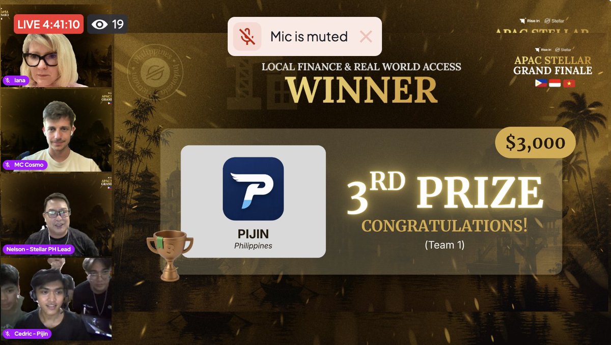 PHI_Stellar's tweet photo. A look back at the APAC Stellar Grand Finale. 🇵🇭

Calm under pressure. Composed on stage. Confident in every pitch.

Our Top 10 Philippine finalists represented the country with professionalism, technical depth, and real-world solutions built on @StellarOrg.

Five projects brought home awards, but every team showed what Filipino builders are capable of.

Proud of every one of you. 🇵🇭🚀

#BuildOnStellar