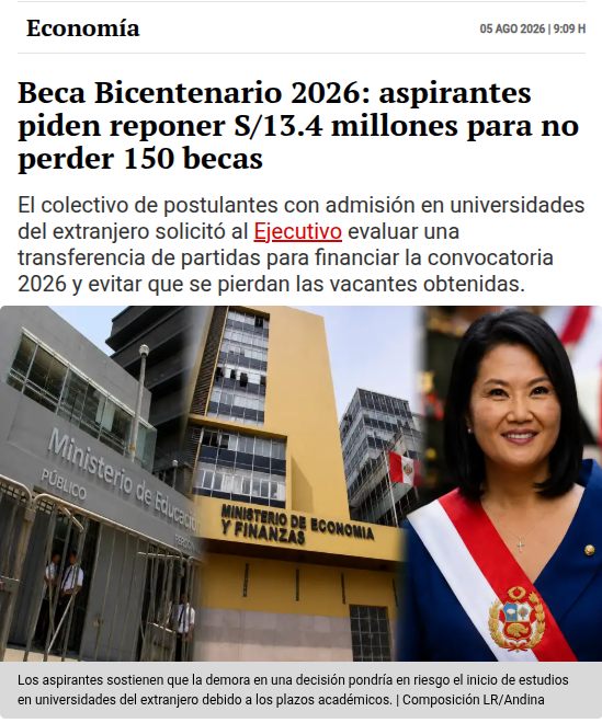 anthgarciam's tweet photo. #Atención | Agradecemos a La República por visibilizar la carta enviada a Presidencia, @MineduPeru y @MEF_Peru.🇵🇪
Reiteramos nuestra propuesta: solicitamos la reasignación presupuestal para la Beca Bicentenario 2026, estando dispuestos a evaluar una meta ajustada razonable con tal de salvar la convocatoria este año. 🎓

Hacemos un llamado a los diferentes medios de comunicación a seguir sumándose y dar voz a este pedido por la meritocracia.

@larepublica_pe   @presidenciaperu  

#TodosSomosBicentenario #BecaBicentenario #EducacionEsPrioridad