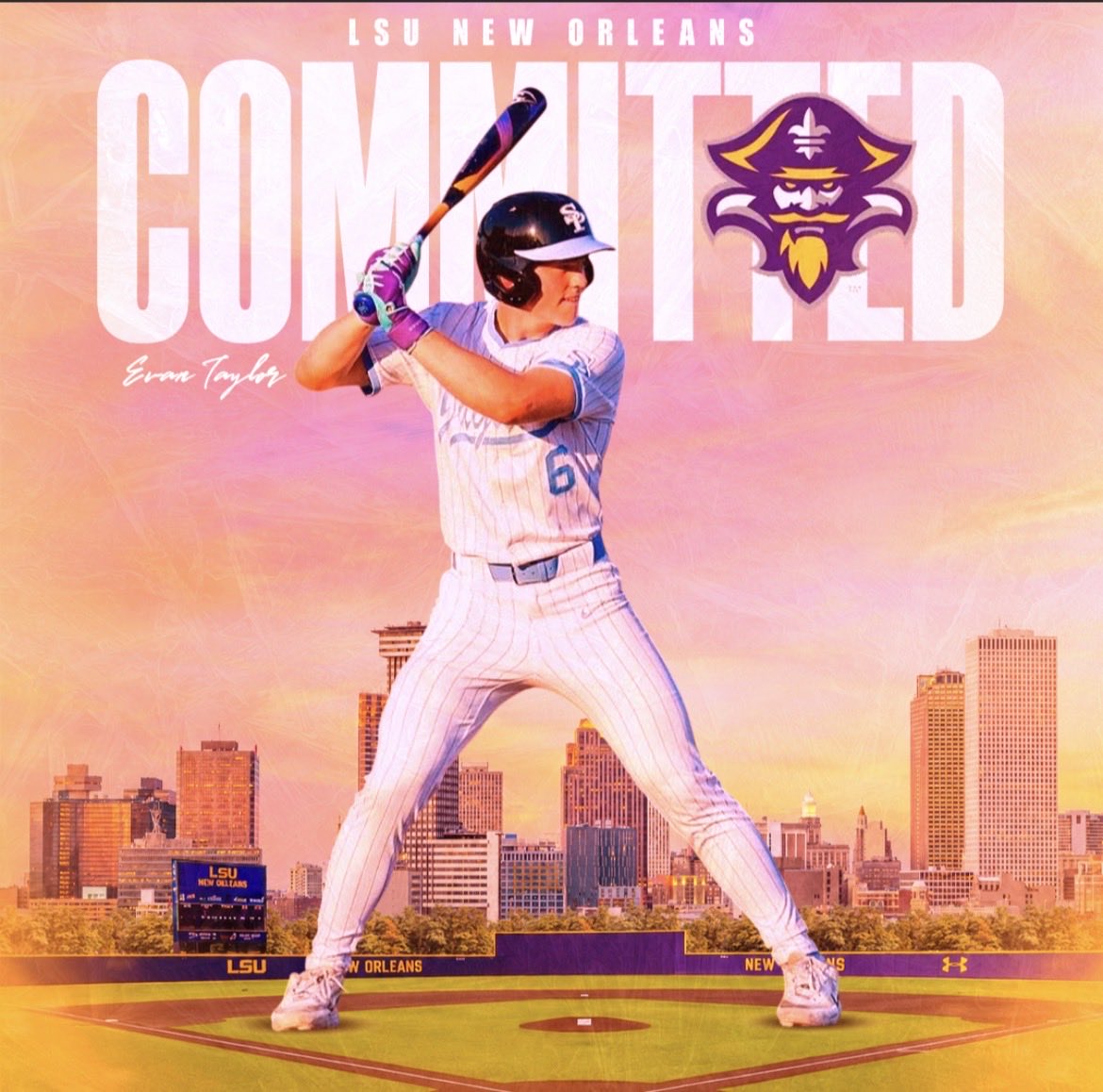 EvanTaylor061's tweet photo. Blessed to announce my commitment to the University of LSU-New Orleans. I want to thank God for blessing me with this opportunity. I also want to thank my parents, teammates, coaches, and everyone who’s helped me along the way! @Andrew_Gipson @spencerdrakebsb @ExcelBaseball https://t.co/9wVeYdnNGX