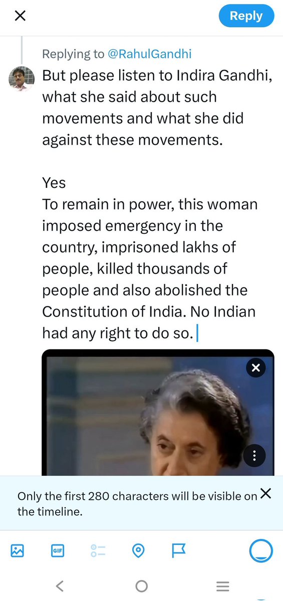Satishchandrakm's tweet photo. But please listen to Indira Gandhi, what she said about such movements and what she did against these movements. 

Yes 
To remain in power, this woman imposed emergency in the country, imprisoned lakhs of people, killed thousands of people and also abolished the Constitution of India. No Indian had any right to do so.