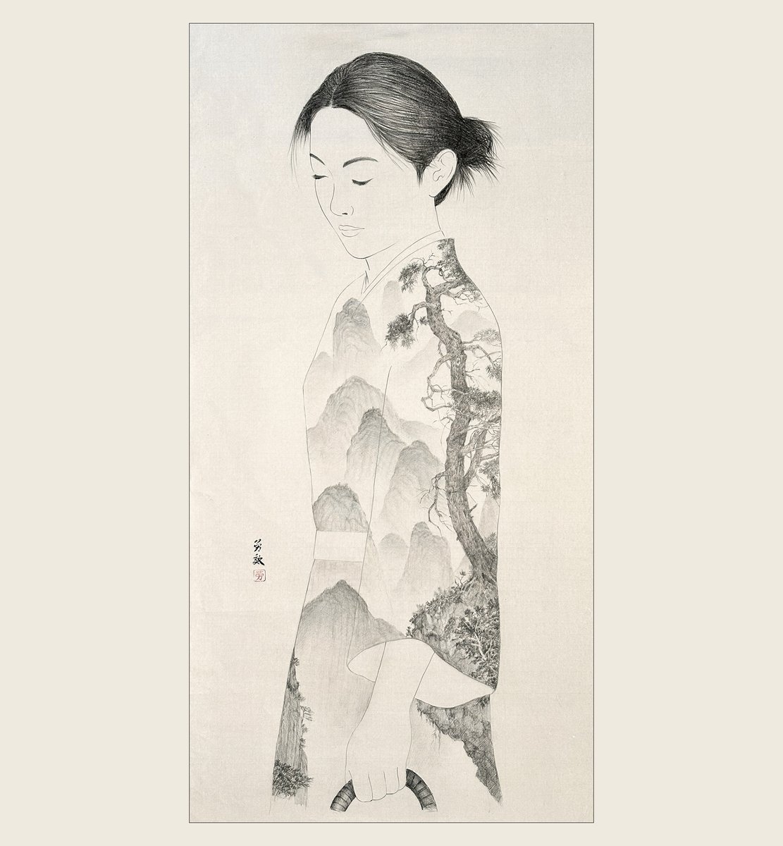 Artclicker's tweet photo. A Lover from Another Time Series 9. Unity of heaven and humanity, 天人合一, is a core philosophical proverb and concept in traditional Chinese culture. Heaven and humanity are fundamentally interconnected, sharing a harmonious, symbiotic relationship. https://t.co/0aHHGXiXSd
