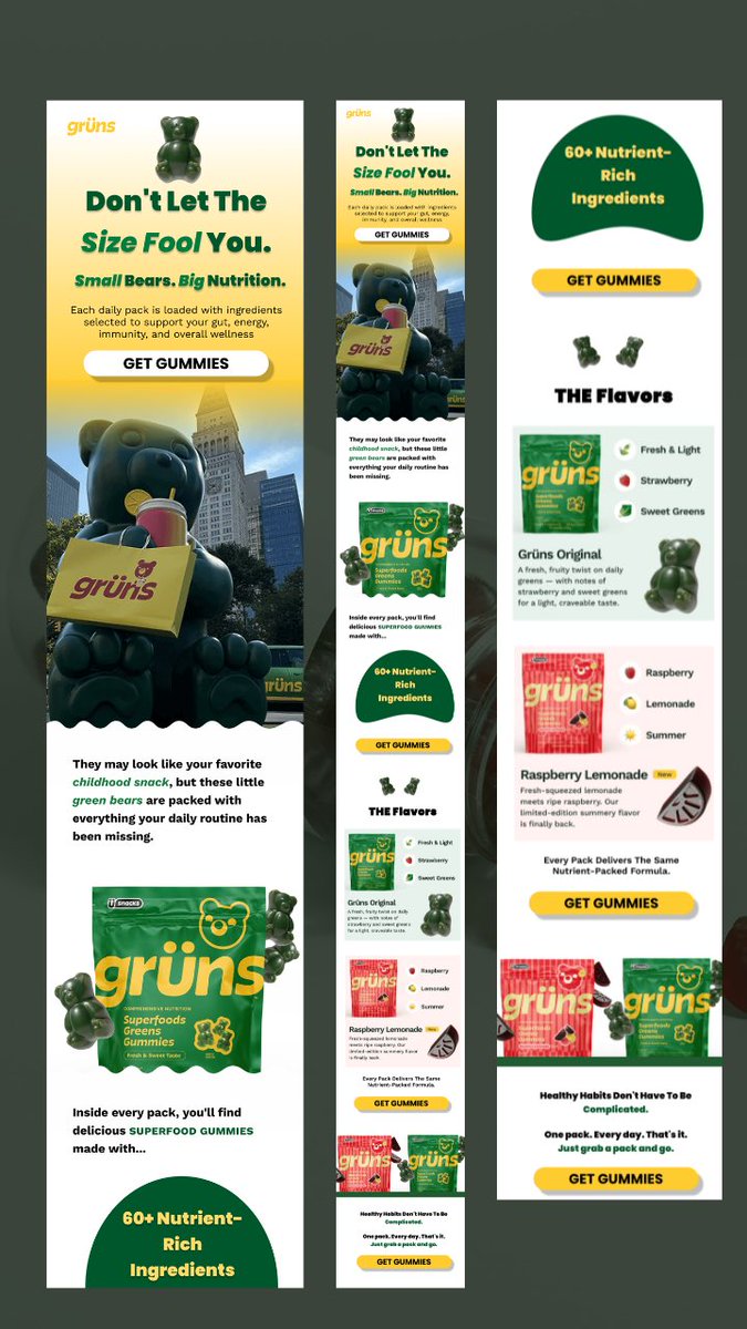 Rose13634's tweet photo. Emails I would design for GRÜNS, if I was on their team 🙂‍↔️

#emaildesign https://t.co/xMlyybM6L6