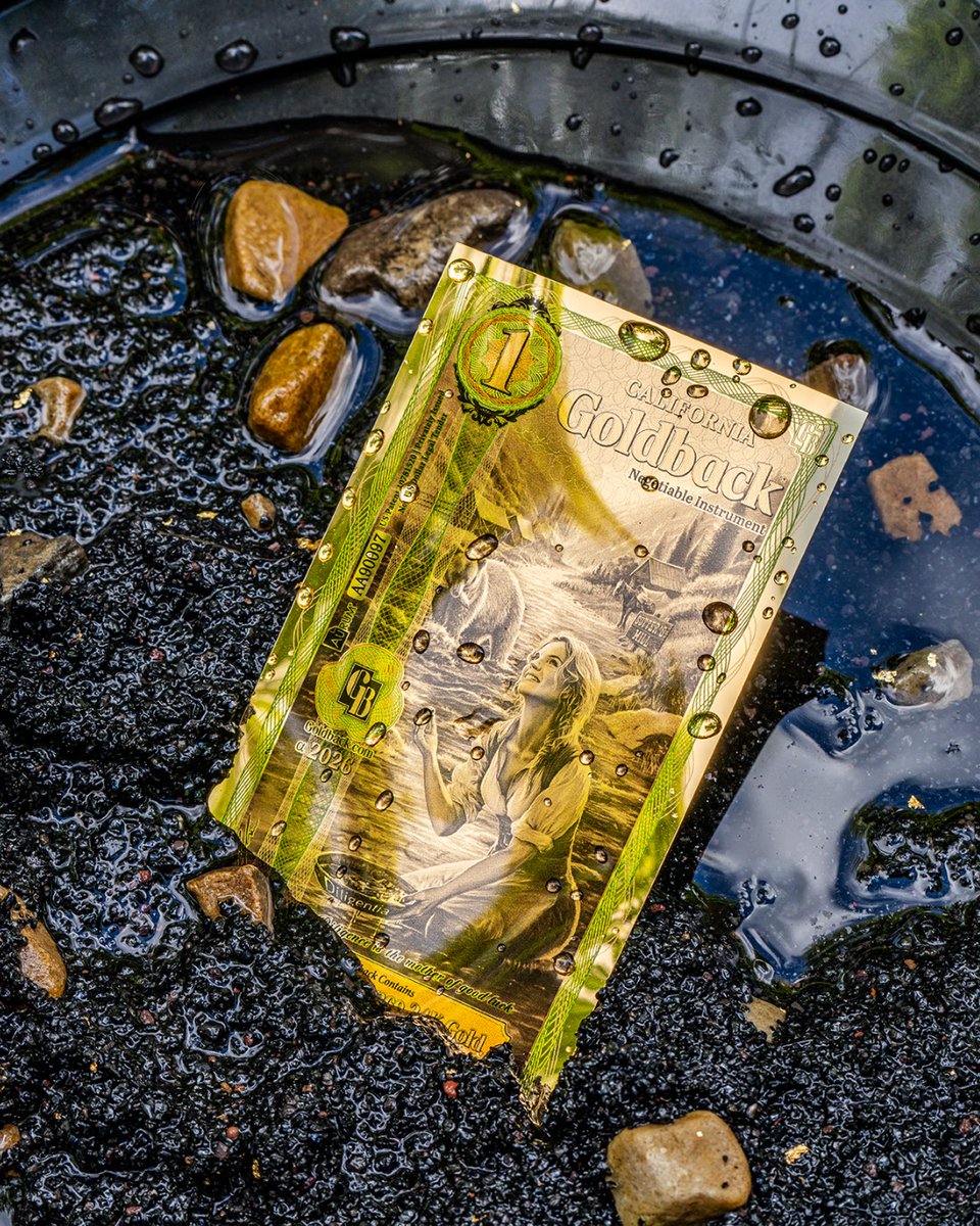 Goldback's tweet photo. In 1848, California struck gold. 🌟

This historic discovery at Sutter’s Mill in Coloma triggered a massive migration to the American West. Thousands of pioneers (known as the “Forty-Niners”) traveled across the country in pursuit of a better future.

This pivotal era became known as the California Gold Rush. It rapidly expanded the state’s population, fueled the economy, and paved the way for California’s admission to the Union in 1850.

Now, 178 years later, a new gold rush begins with Phase 1 of the California Goldback Series.

It’s only fitting that this historic moment is honored on the Golden State’s 1 denomination.

Will you be joining the new gold rush? ✨