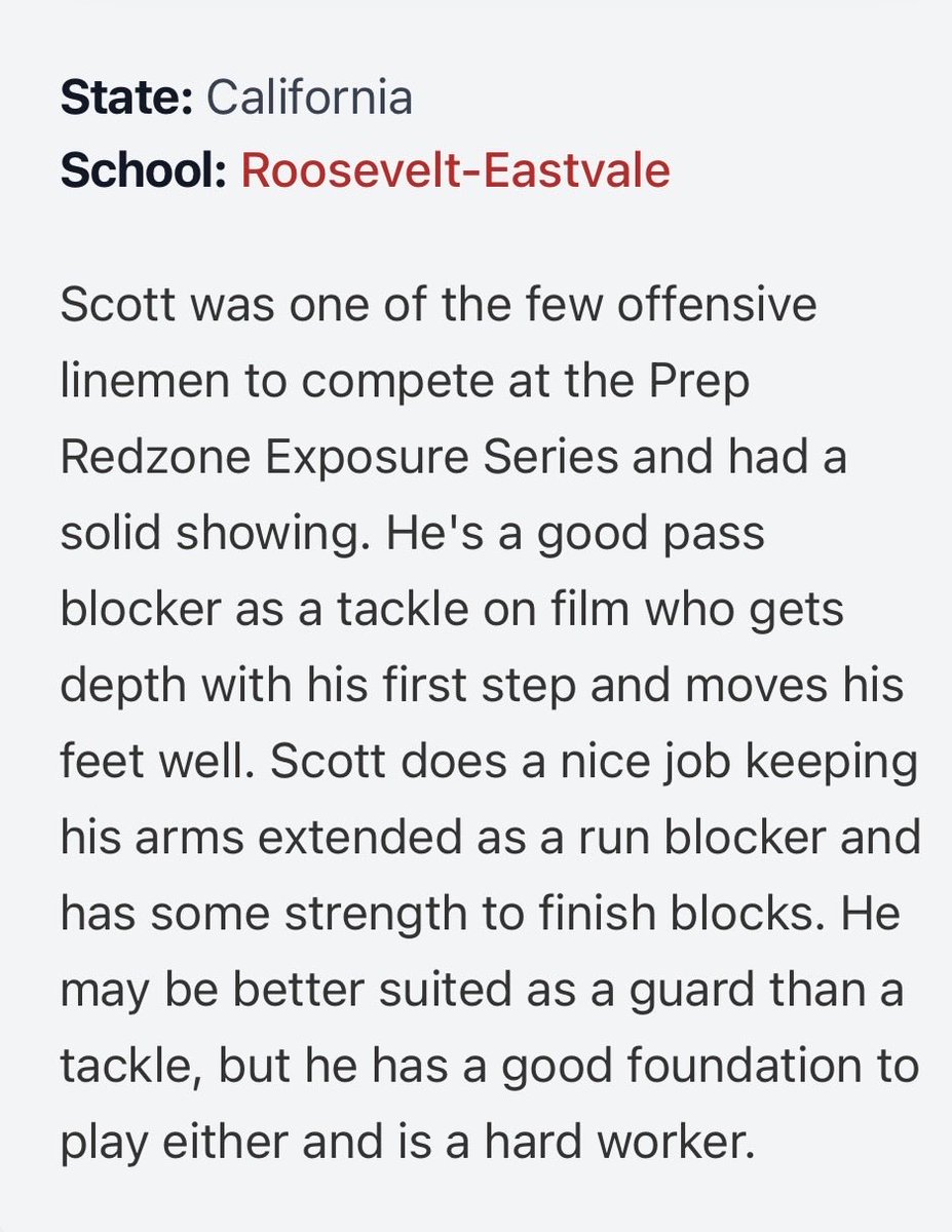Jon_ScottOL57's tweet photo. I am honored for the article mention and write up. 2028 Rankings New Additions: Top SoCal Offensive Linemen: @PrepRedzoneCA @mikehuntley63 @RooseyFB @aaroncrone11 @CoachC_Arreola https://t.co/A2vIu9Psar