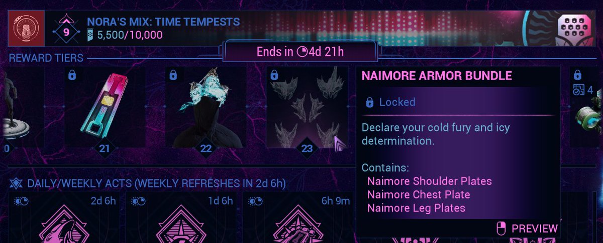 LunaHierae's tweet photo. nvm... maybe next time😩
wish i felt more like playing, but stopped around the time this nightwave released and got focused on other games🥲 https://t.co/17t5rV0qjH