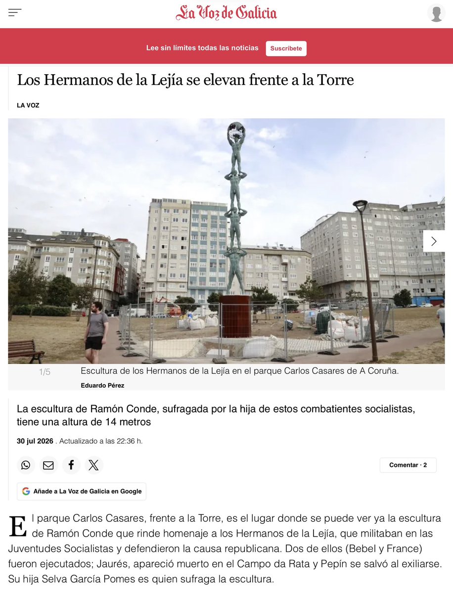 anluma99's tweet photo. Ya es hora de que el alcalde socialista de Vigo tome nota de lo que está haciendo la alcaldesa socialista de A Coruña. Vigo arrastra un severo déficit de memoria democrática. Por eso resulta necesario  que el señor Caballero observe lo que ocurre en A Coruña. https://t.co/r5J15tTOUk