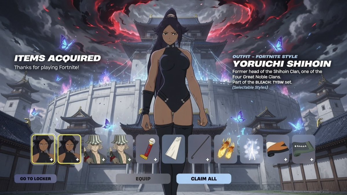 FortnitePV2's tweet photo. Do you want a 12,500 V-Bucks code to get the Bleach Yoruichi and Kisuke Skins? If you do then like and reply to this tweet with your epic usernames 👀

Don’t miss out on this exclusive chance at winning this! https://t.co/SweGAWlfKv