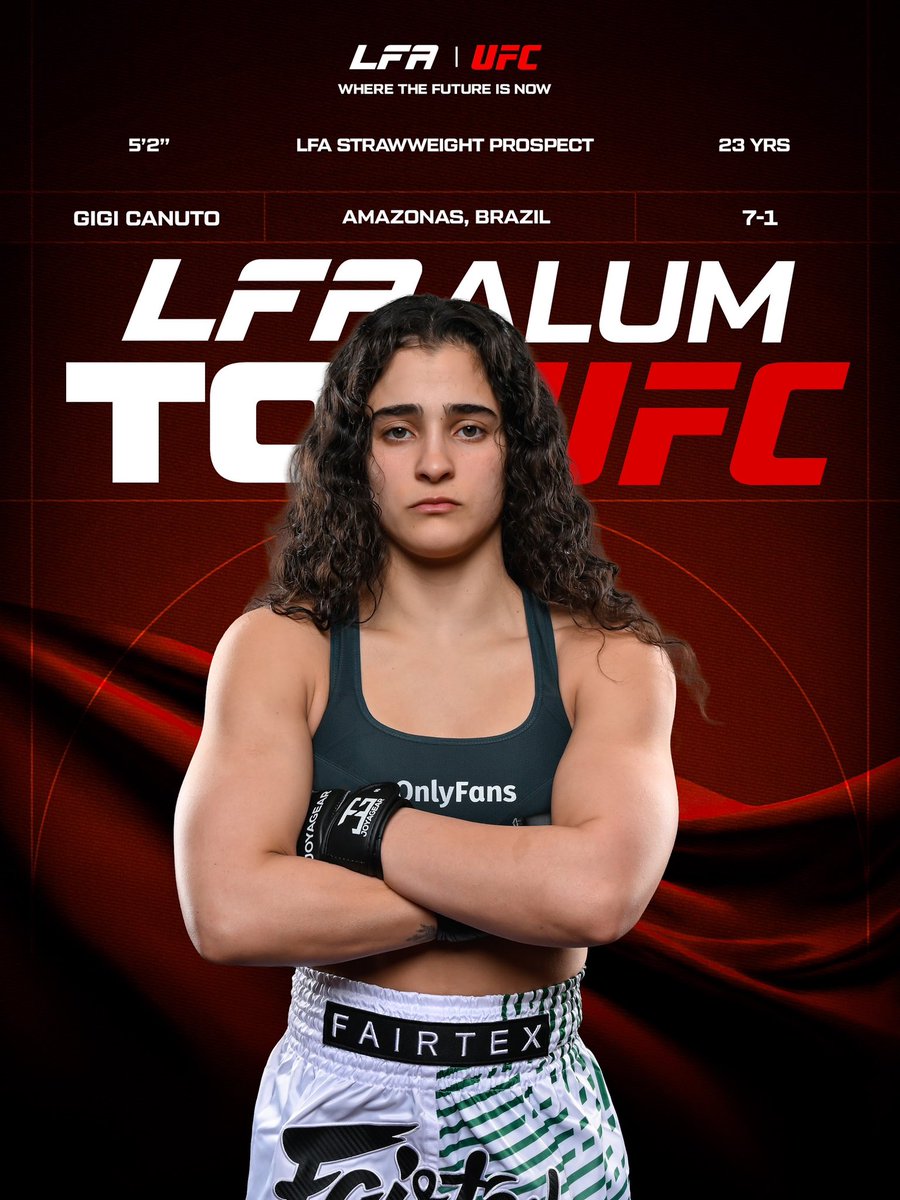 LFAfighting's tweet photo. Congrats to #LFAProspect Gigi Canuto @gigicanutto on signing with the @UFC 📝🇧🇷

#LFAGreats https://t.co/U9nDWiymfR